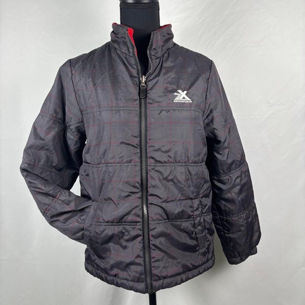 Zeroxposur dark plaid Black and Red Puffer Jacket